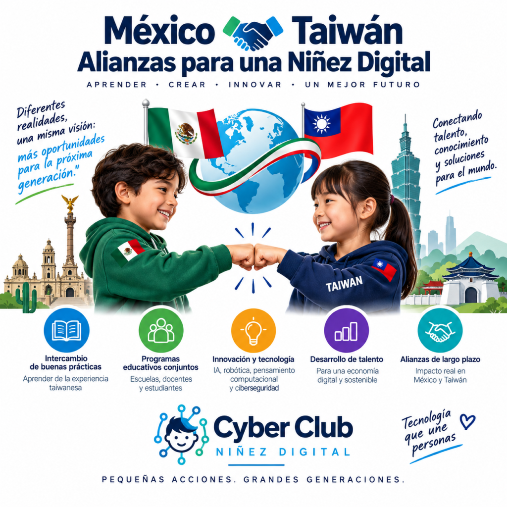 México y Taiwán, alianzas educativas para una Niñez Digital basada en pensamiento computacional, inteligencia artificial, innovación y ciberseguridad.